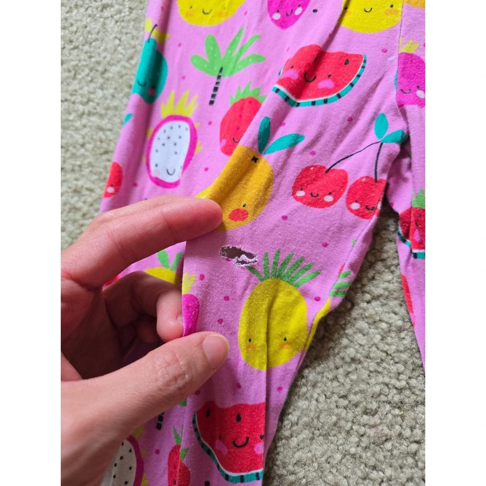 Little Bum Bums‎ Girls Pink Fruit Pajama Set Ruffle Sleeve Size 9-10